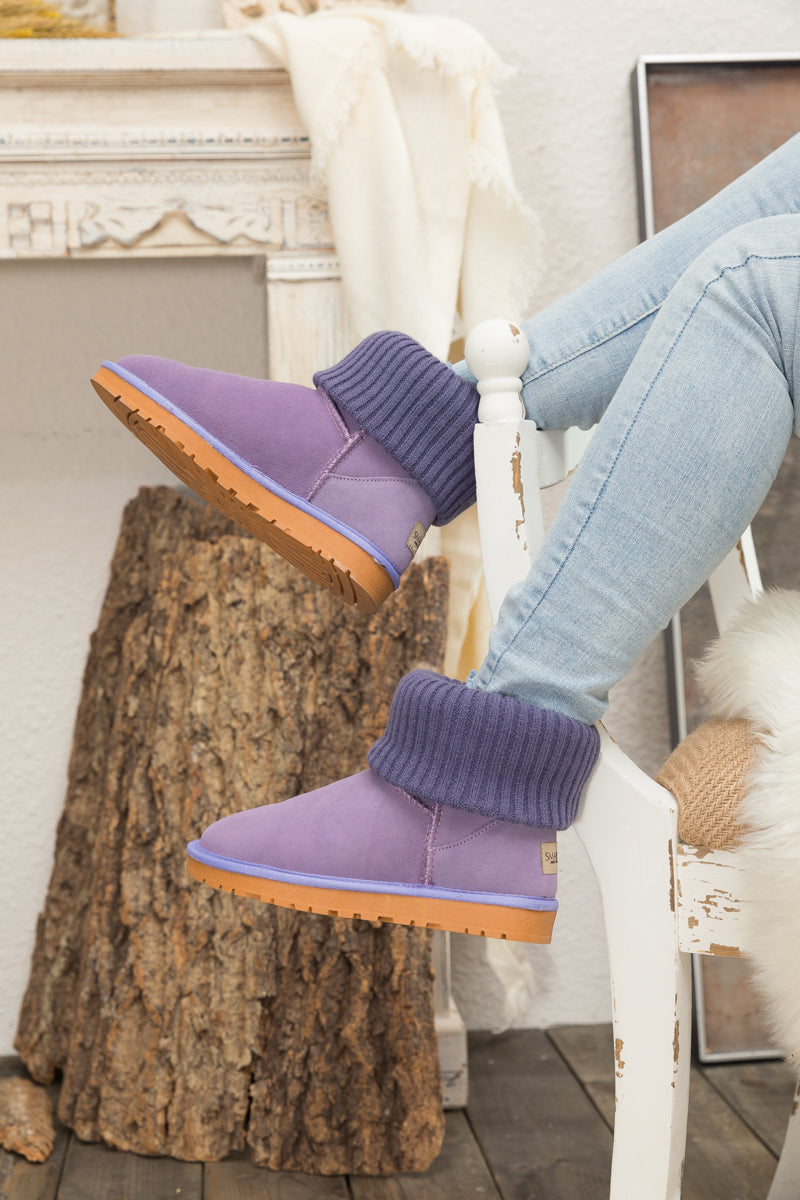 SMAIBULUN Ugg | Ankle Knit Stocking Mini Boots - Lavender