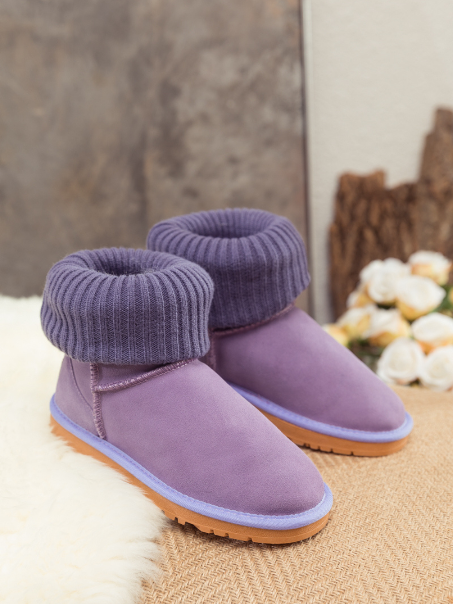 SMAIBULUN Ugg | Ankle Knit Stocking Mini Boots - Lavender