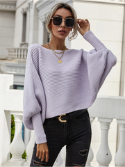 Smaibulun | GISELE Lantern Sleeve Tighten Cuff Knit Top - Lavender