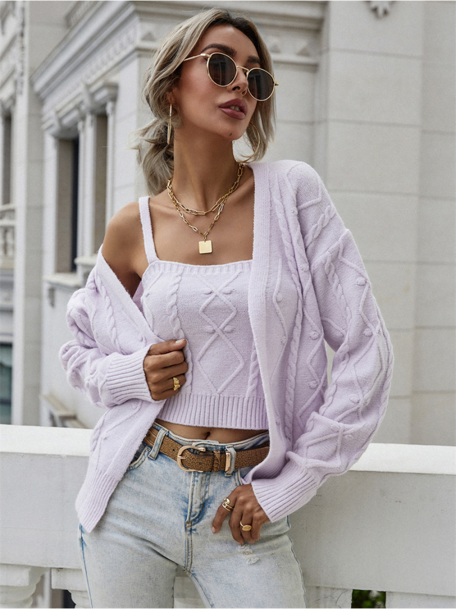 Smaibulun | RACHAELS Knit Cardigan Set - Lavender