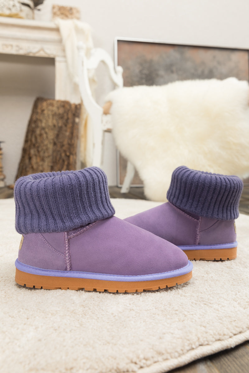 SMAIBULUN Ugg | Ankle Knit Stocking Mini Boots - Lavender