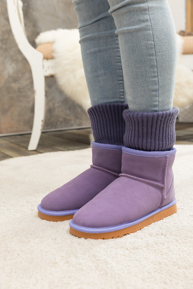 SMAIBULUN Ugg | Ankle Knit Stocking Mini Boots - Lavender