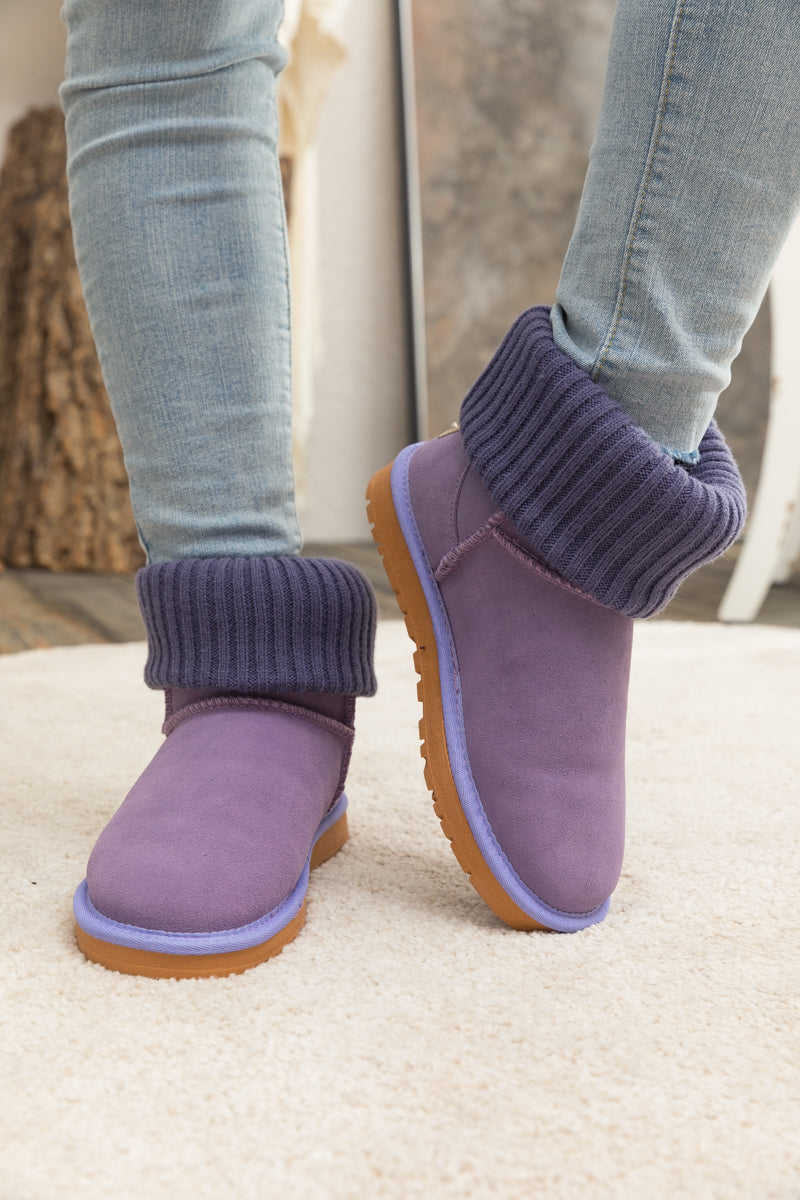 SMAIBULUN Ugg | Ankle Knit Stocking Mini Boots - Lavender