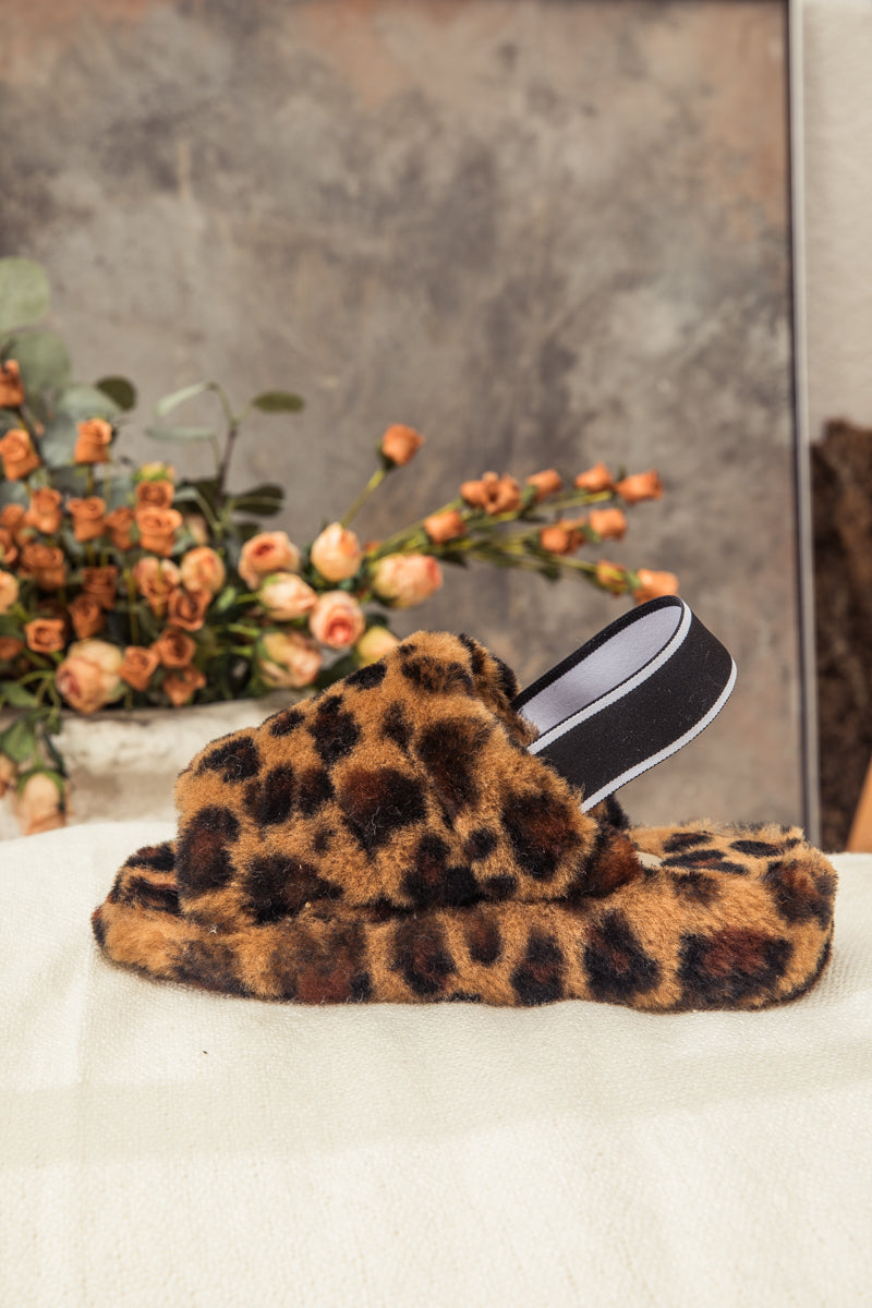 SMAIBULUN Ugg | Fluffy Soft Wool Snug Slipper Sandals - Leopard