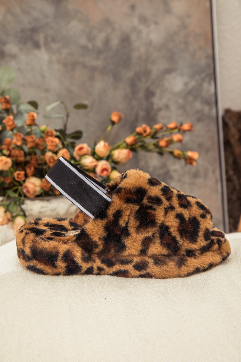 SMAIBULUN Ugg | Fluffy Soft Wool Snug Slipper Sandals - Leopard