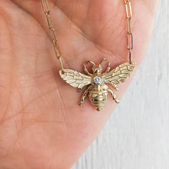 Bee Zircon Pendant Necklace