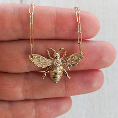 Bee Zircon Pendant Necklace