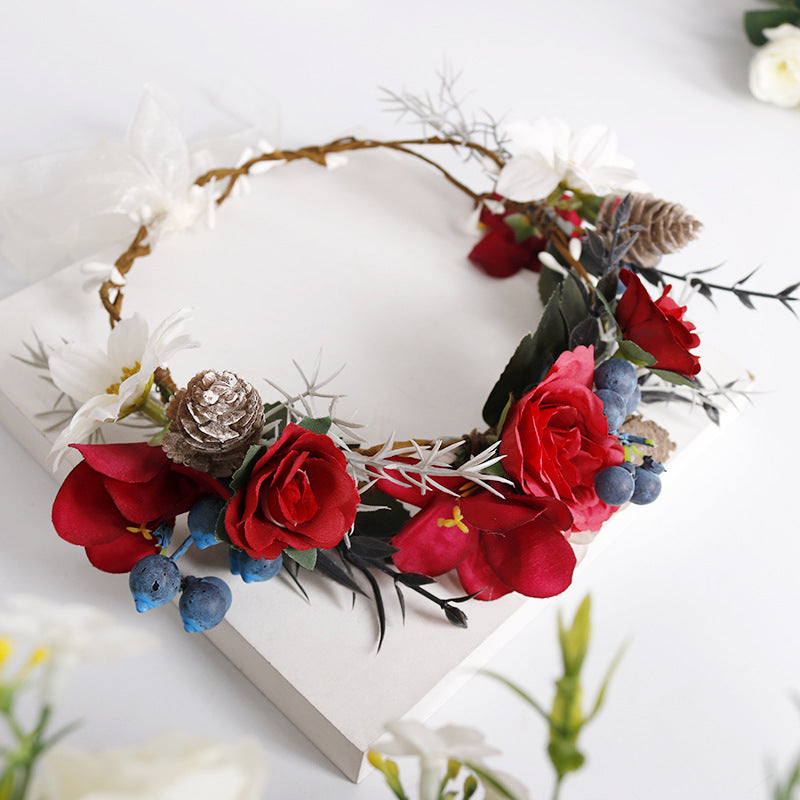 Burgundy Rose Flower Crown