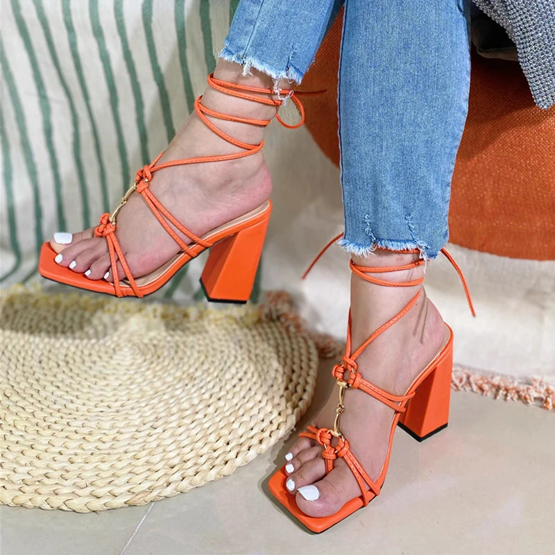 2024 New Fashion Pinch Narrow Band Women Sandal Gladiator High Heels Ladies Open Toe Sexy Summer Party Shoes Zapatos Mujer – Best Women’s High Heel Sandals for Summer Parties