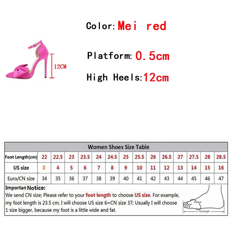 2024 Women’s Butterfly-Knot Pointed Toe Stiletto High Heels Wedding Shoes