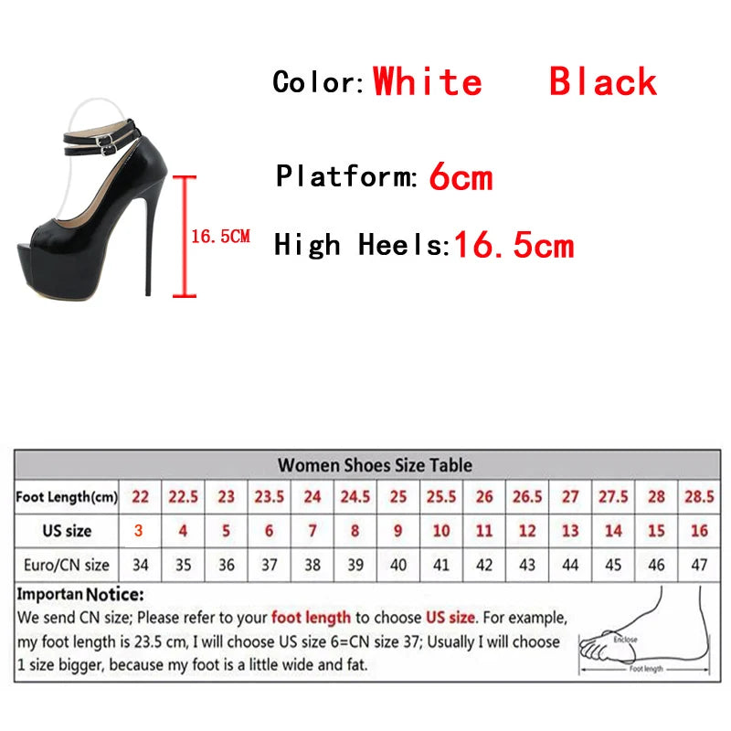 Liyke Fashion Double Buckle Strap Platform Sandals Women Pumps Peep Toe High Heels White