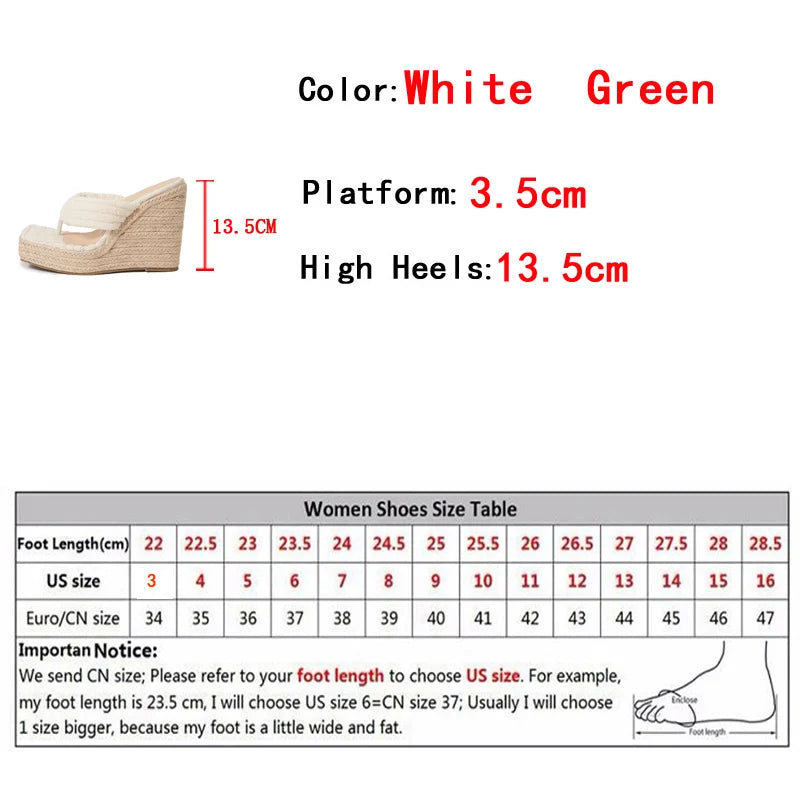 Liyke Green Corduroy Narrow Band 13.5CM Wedges Heels Slippers – Stylish Open Toe Platform Sandals for Women’s Summer Dress Shoes