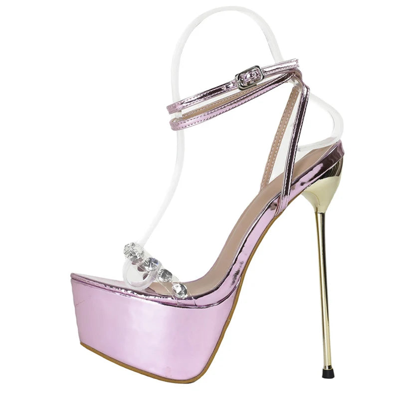 Liyke Purple Platform High Heels Transparent Sandals – Sexy Open Toe Wedding Shoes