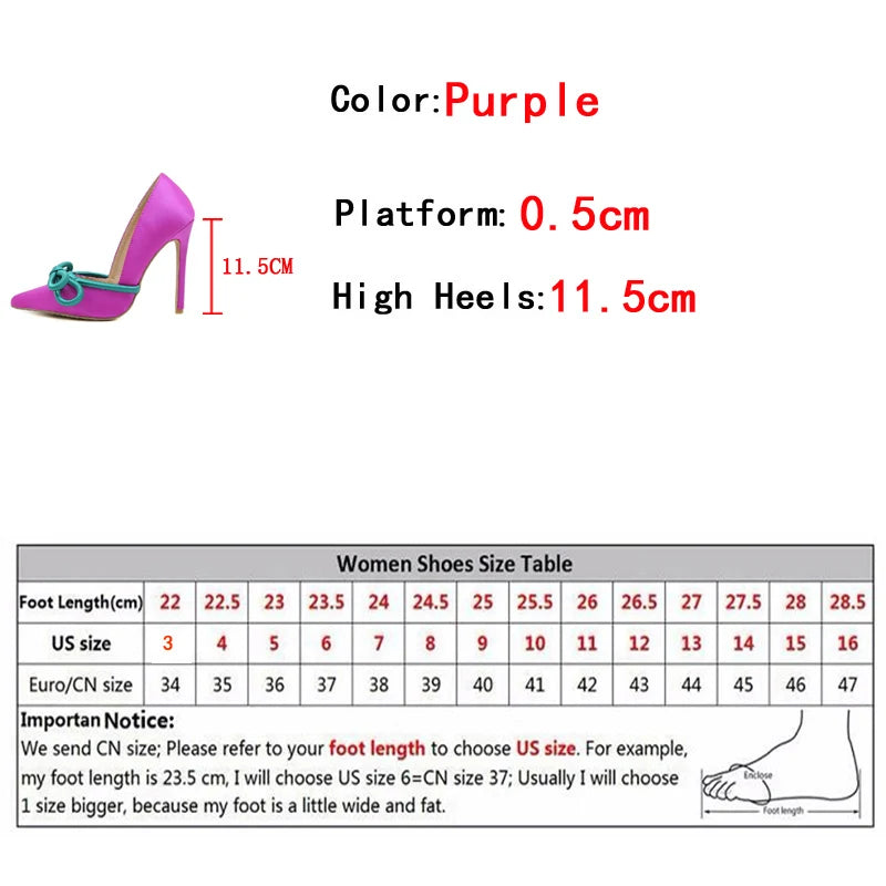 Purple Silk Butterfly-Knot Women’s High Heel Pumps – Runway Style Stiletto Slingback Shoes