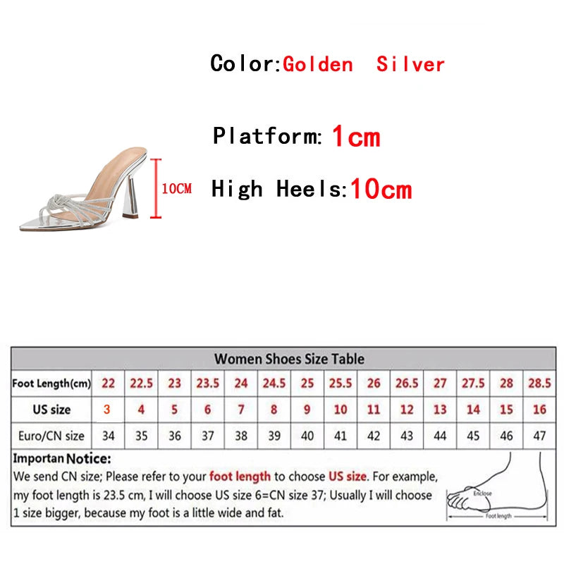 Liyke Sexy Crystal High Heels Slides for Women – Summer Fashion Sandal Mule Shoes