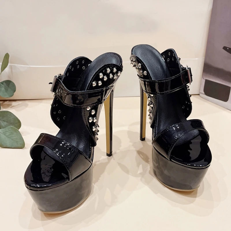 Liyke Size 35-42 Platform Slippers: Fashion Rivet High Heels for Women