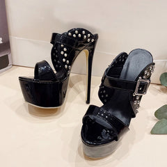 Liyke Size 35-42 Platform Slippers: Fashion Rivet High Heels for Women