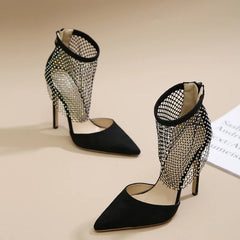 Liyke Crystal Mesh High Heels – Spring Autumn New Style Women Pumps