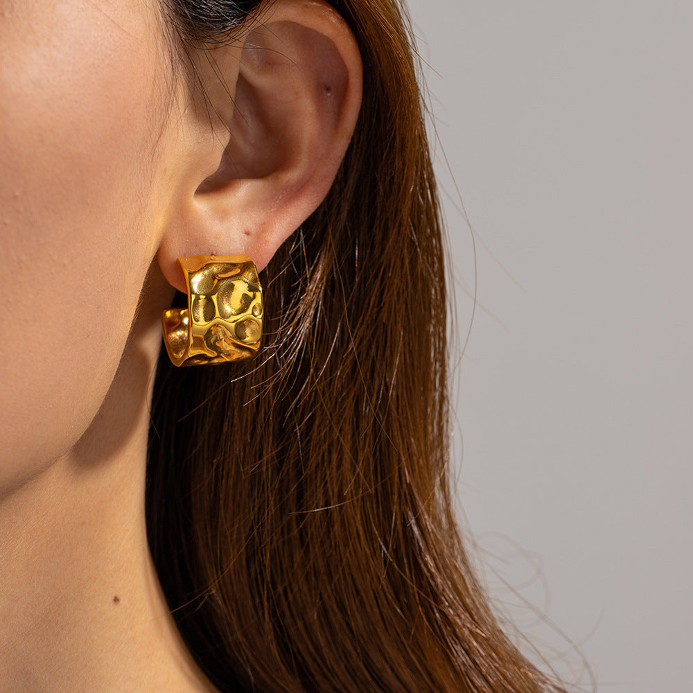 Luna Hammered Gold Earrings