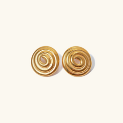 Luxe Spiral - Gold Round Earrings