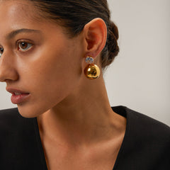 Lyra Gold Dome Earrings