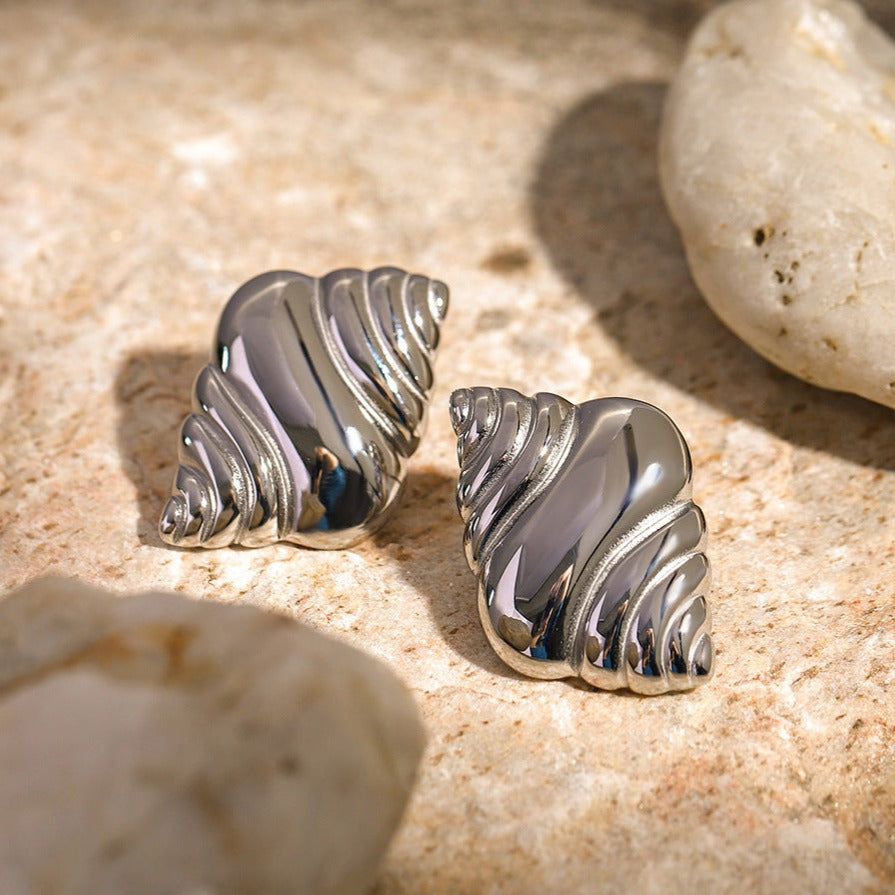 Lyra Silver Shell Earrings