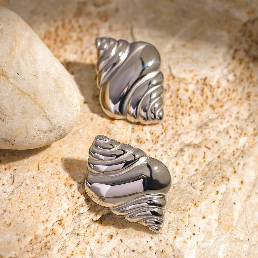 Lyra Silver Shell Earrings