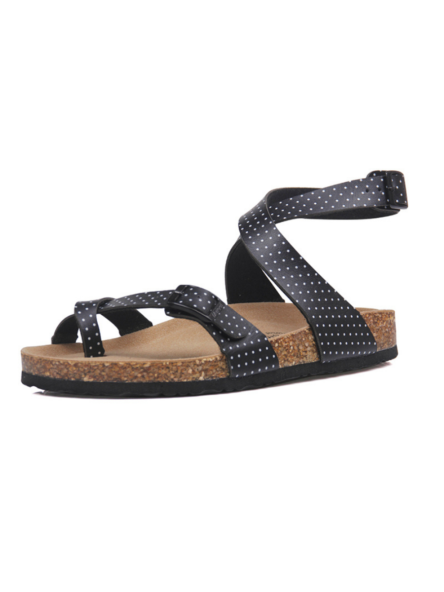 Maibulun | Crisscross Thong Buckle-up Ankle Strappy Sandals