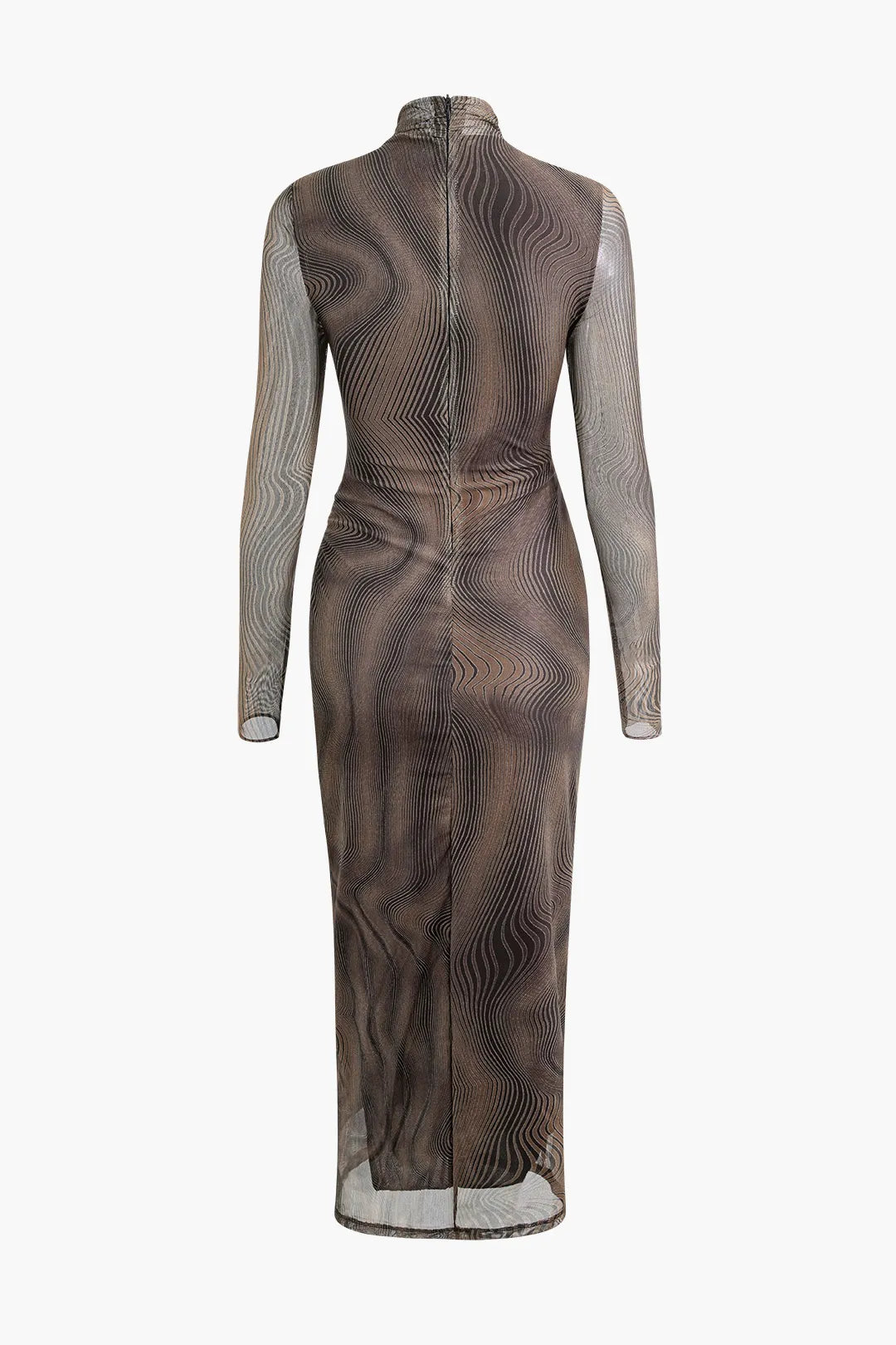 Margo Brown Mesh Long Sleeve Maxi Dress