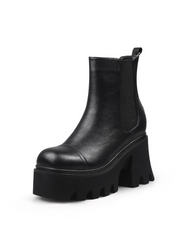 JADY ROSE | ALMOND-TOE MATT LEATHER CHELSEA BOOT - BLACK