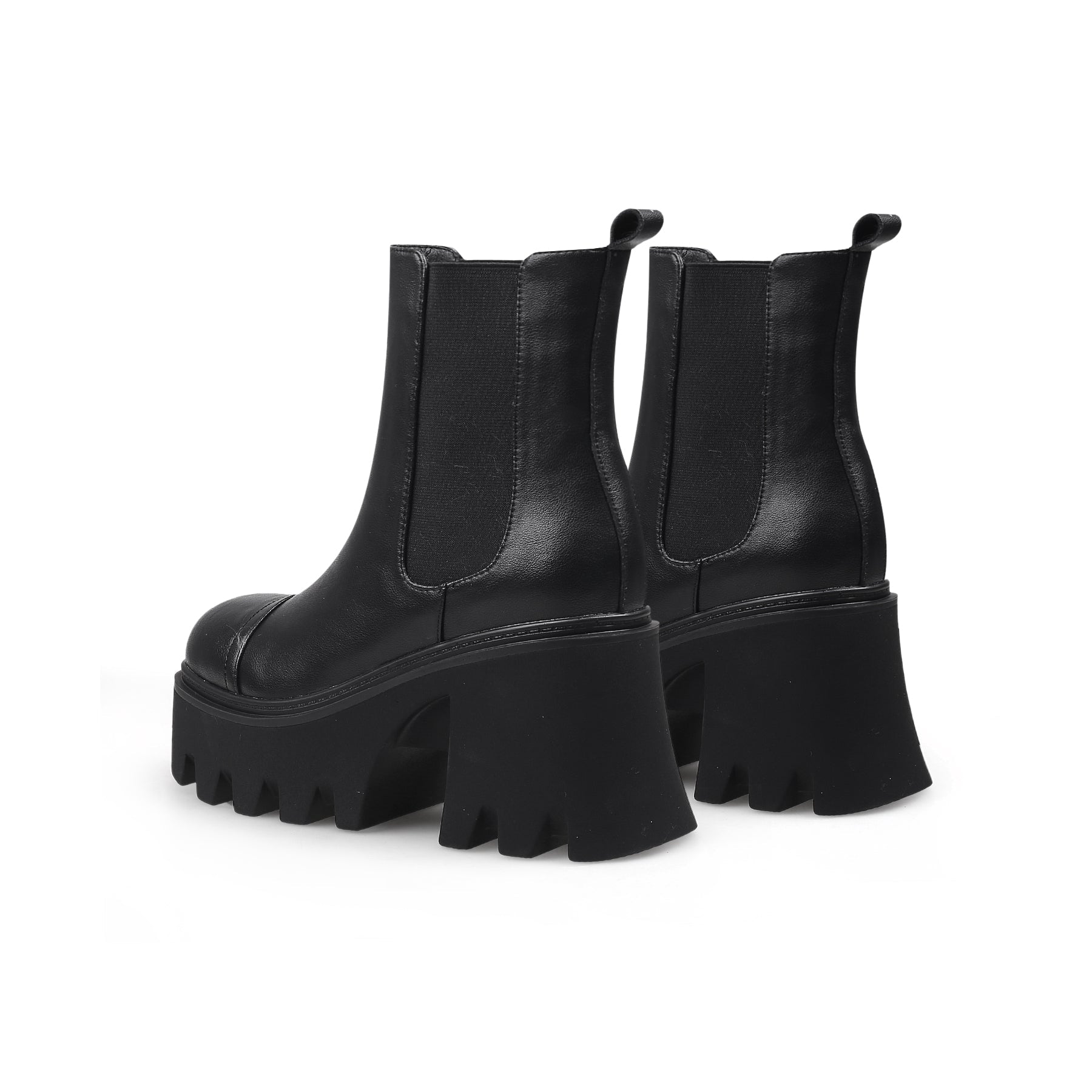 JADY ROSE | ALMOND-TOE MATT LEATHER CHELSEA BOOT - BLACK