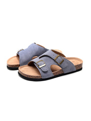 Maibulun | Mauve Criss Cross Wrap Suede Sandals Slides - Grey