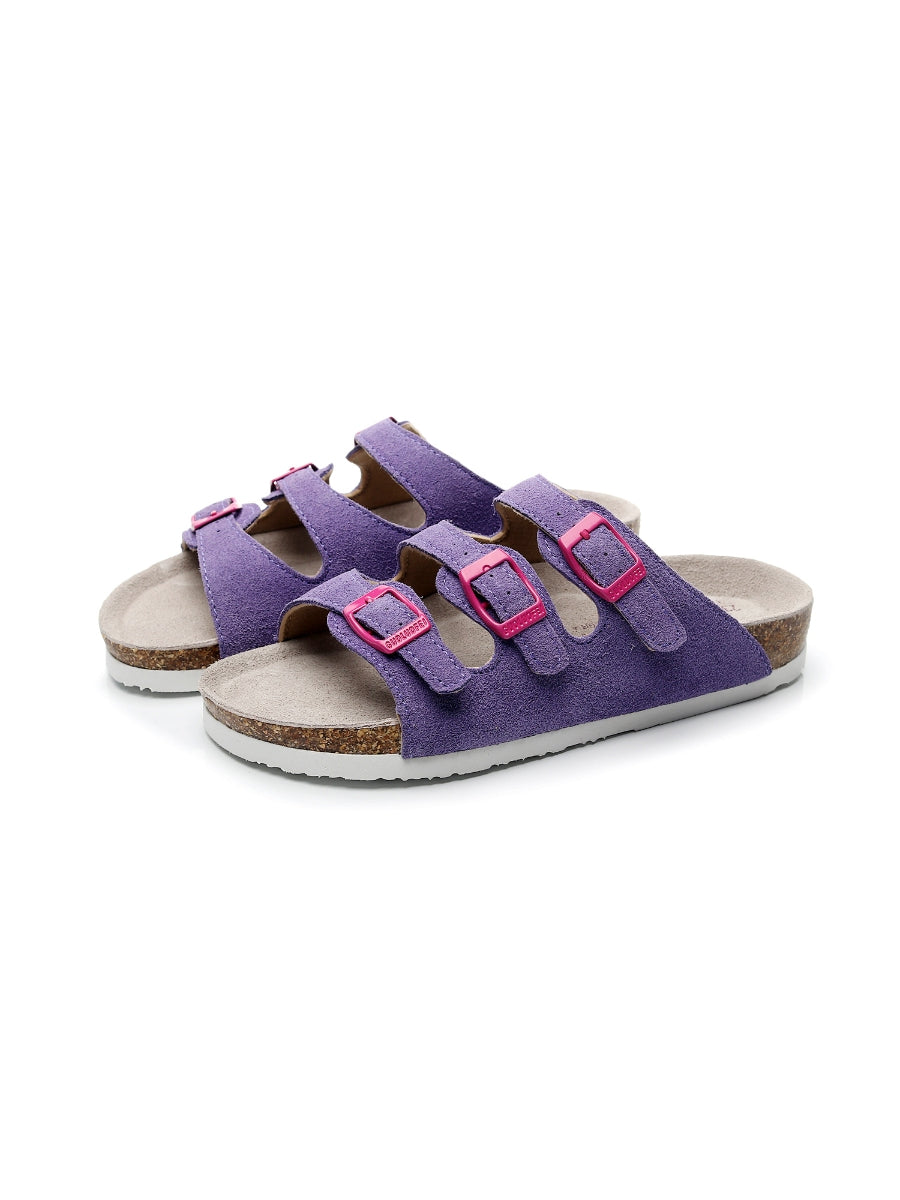 Maibulun | Lilac Triple-Buckle Suede Upper Sandal