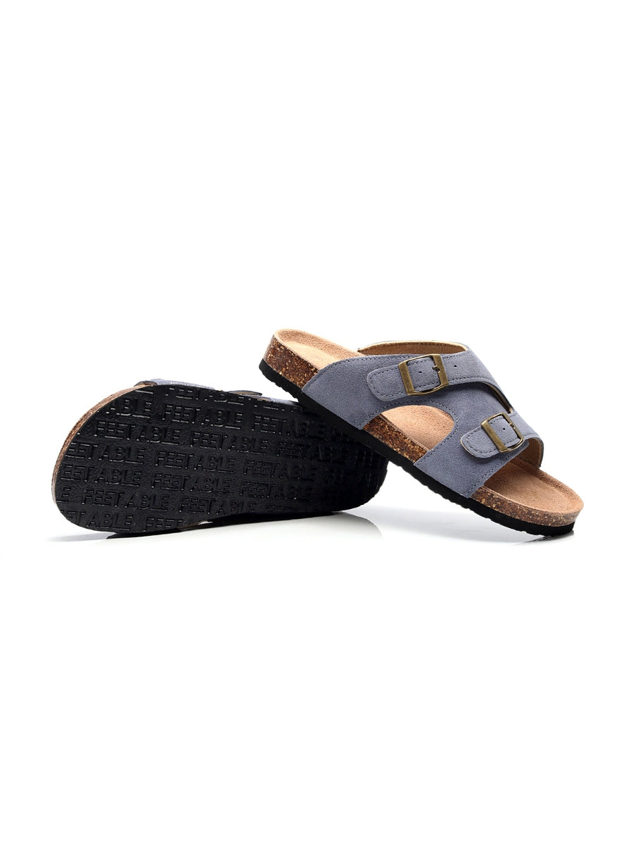 Maibulun | Mauve Criss Cross Wrap Suede Sandals Slides - Grey