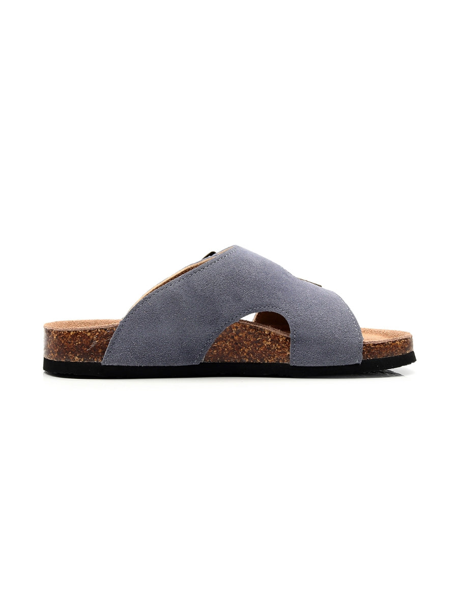 Maibulun | Mauve Criss Cross Wrap Suede Sandals Slides - Grey