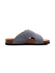 Maibulun | Mauve Criss Cross Wrap Suede Sandals Slides - Grey