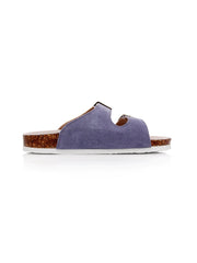 Maibulun | Mauve Double-Buckle Wide-Strap Suede Leather Sandals