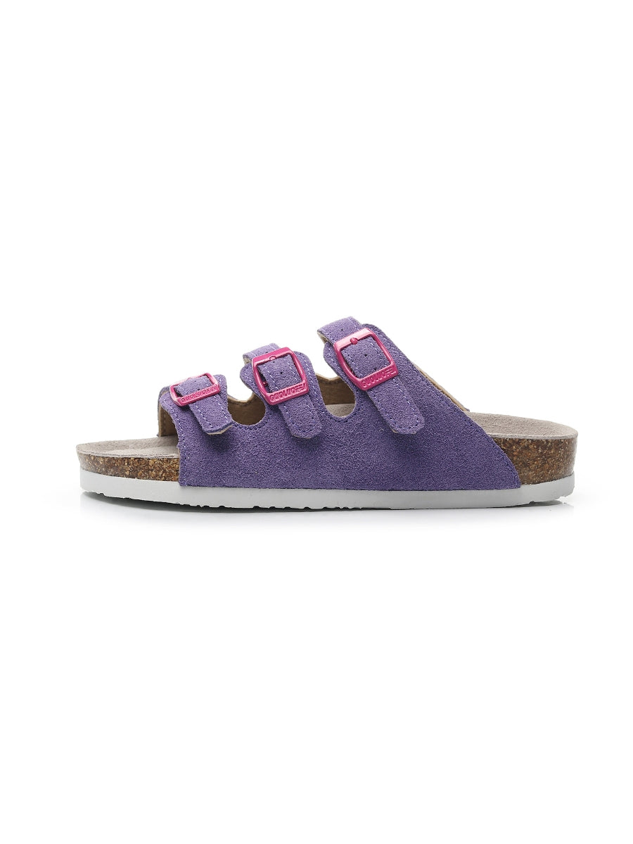 Maibulun | Lilac Triple-Buckle Suede Upper Sandal