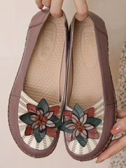 Rumour Has It | Applique Flower Head-Accent Loafer - Mauve