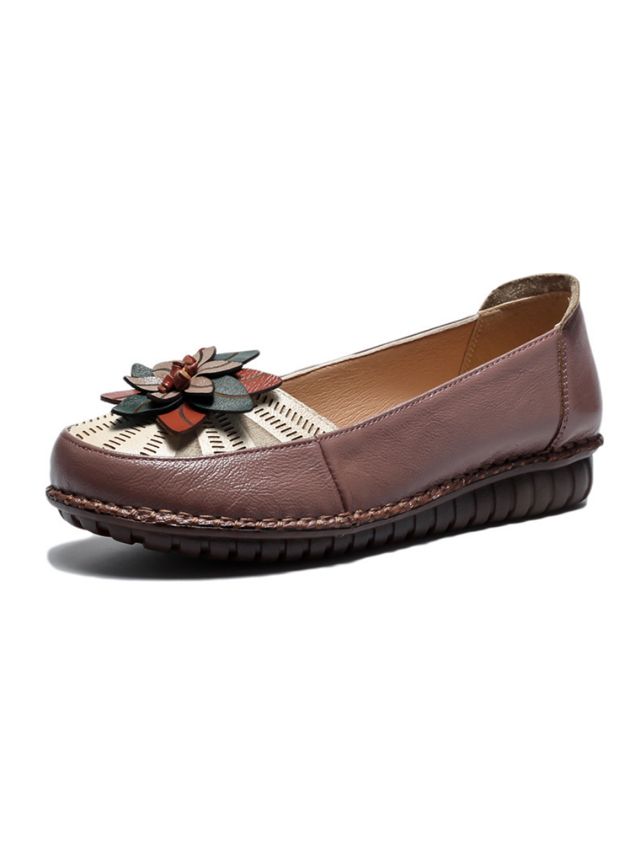 Rumour Has It | Applique Flower Head-Accent Loafer - Mauve