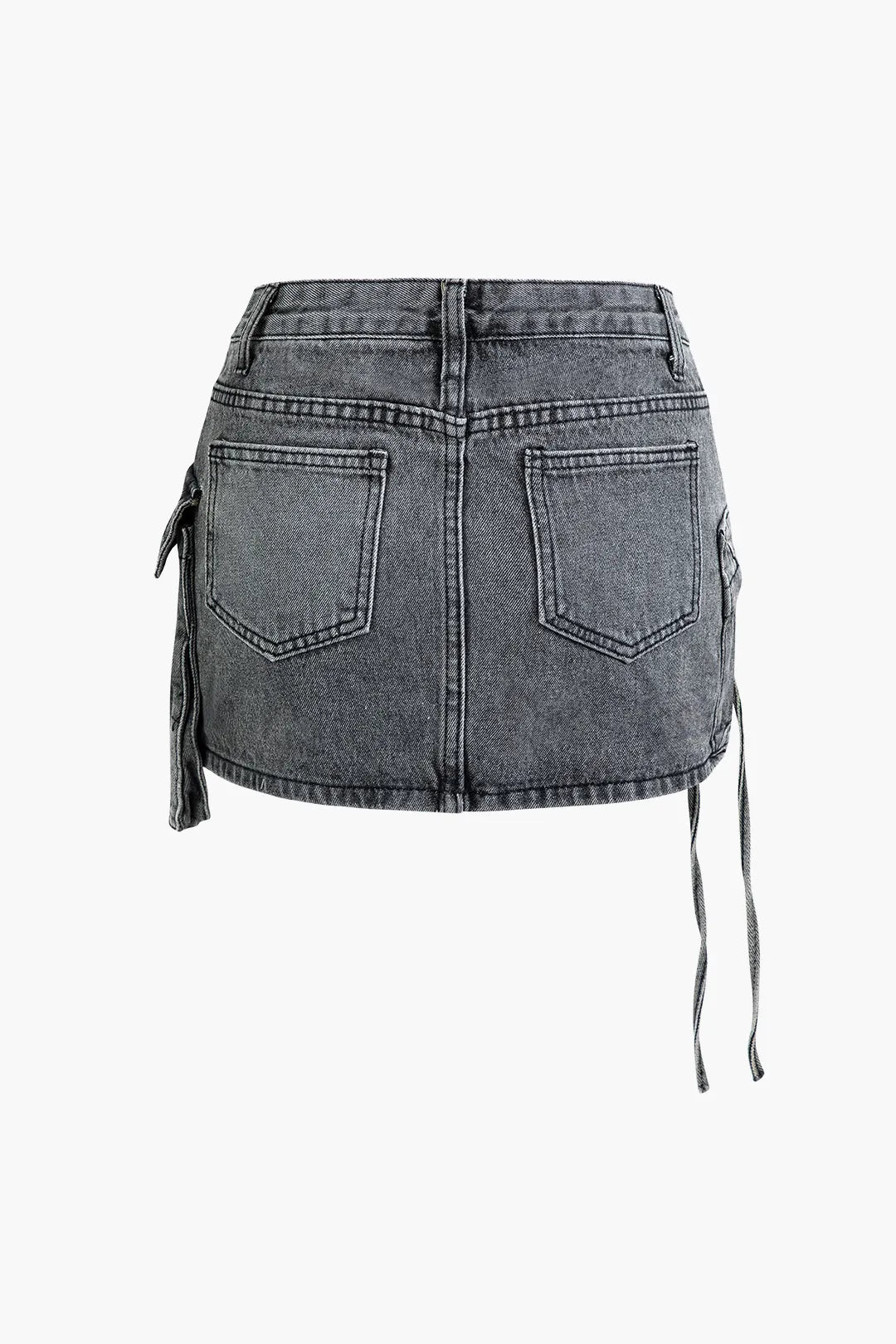 Mikko Blue Multi Pocket Denim Mini Cargo Skirt