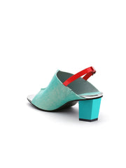 JadyRose | Chunky-Heel Leather Sandal - Mint