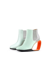 JadyRose | Genuine Leather Elevator Wedge-Heel Silver Mint Ankle Boots