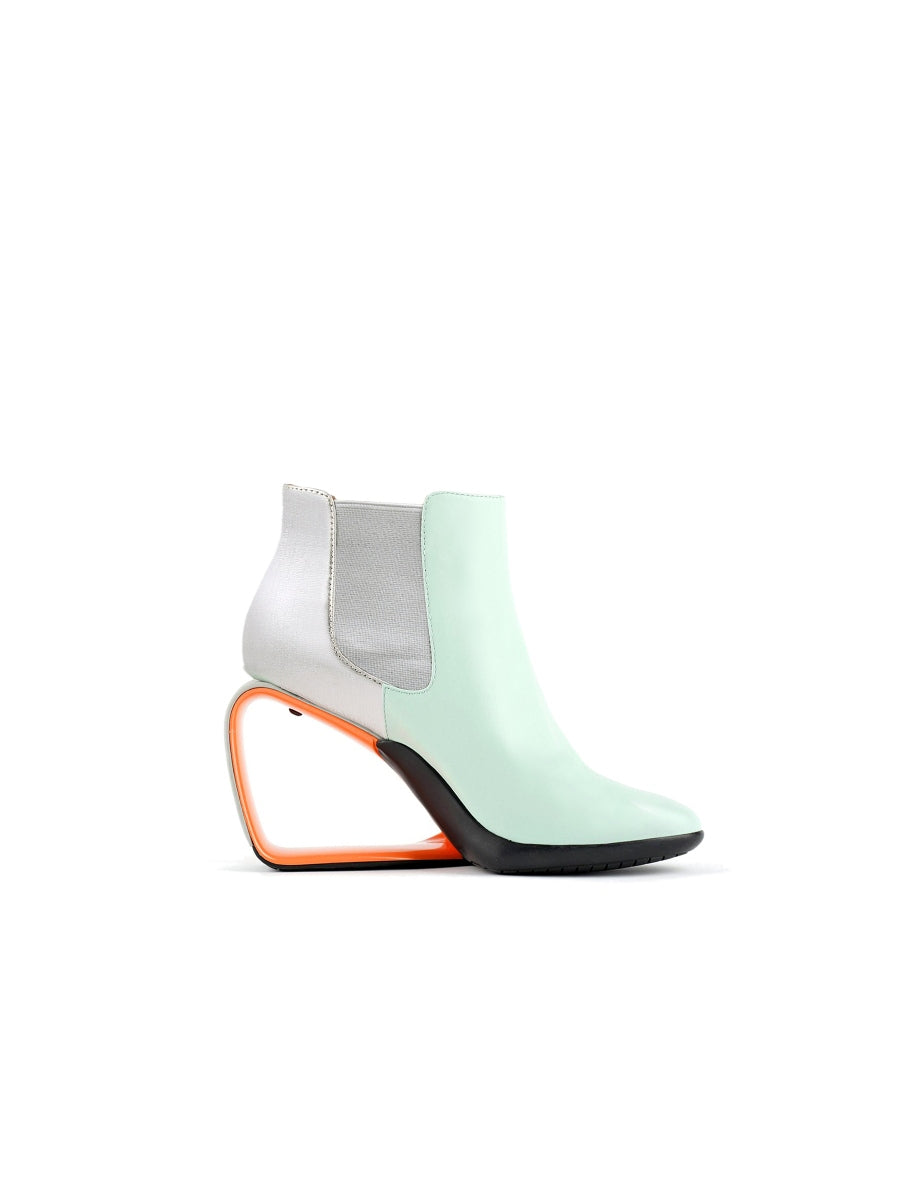 JadyRose | Genuine Leather Elevator Wedge-Heel Silver Mint Ankle Boots