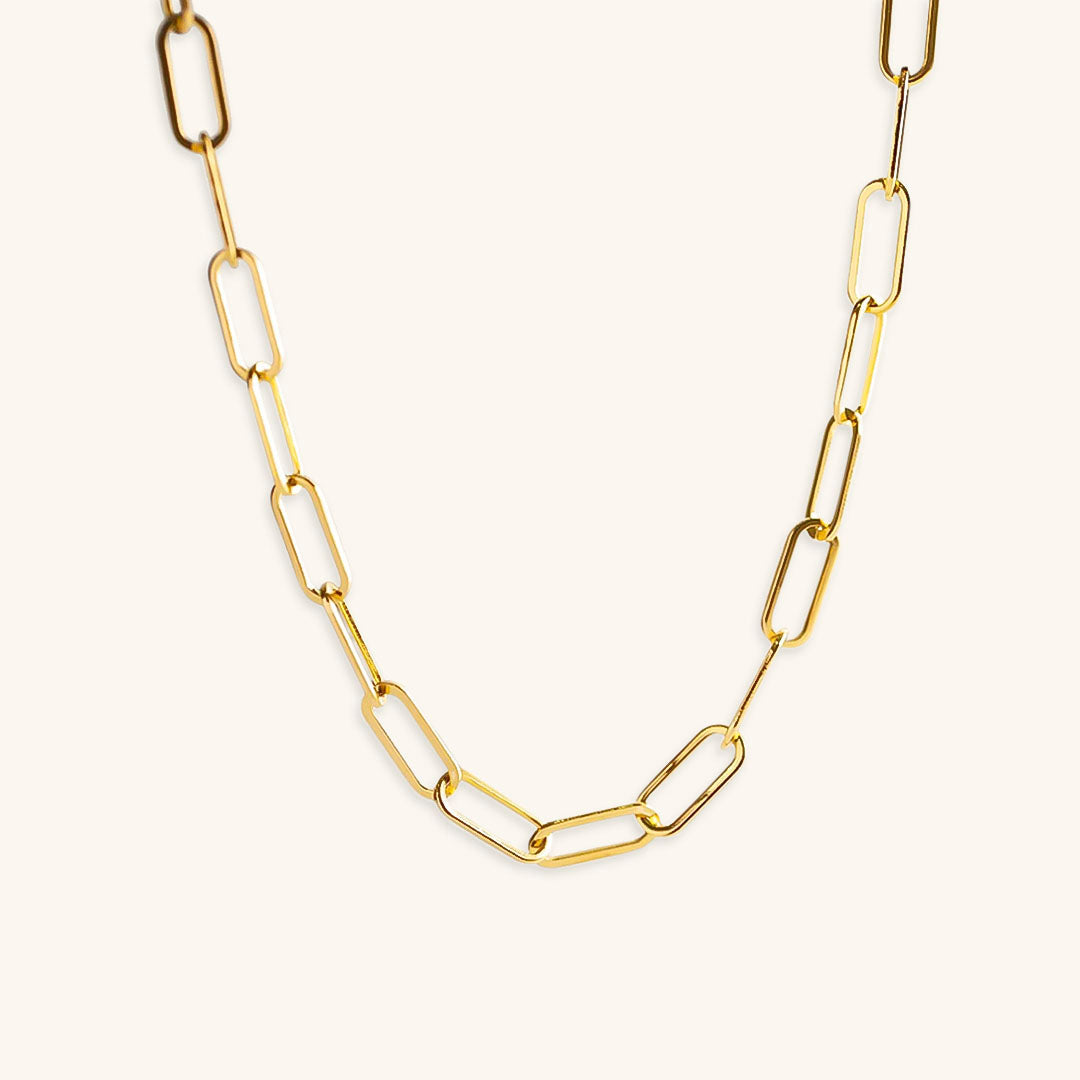 Modern Link - Gold Paperclip Chain Necklace