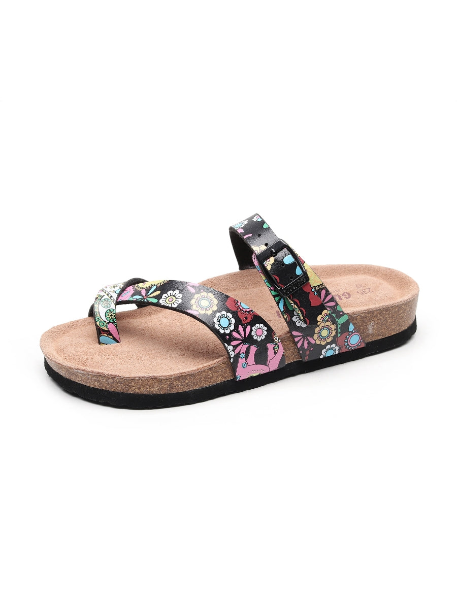 Maibulun | Black Garden Buckle-Accent Suede Upper Sandal