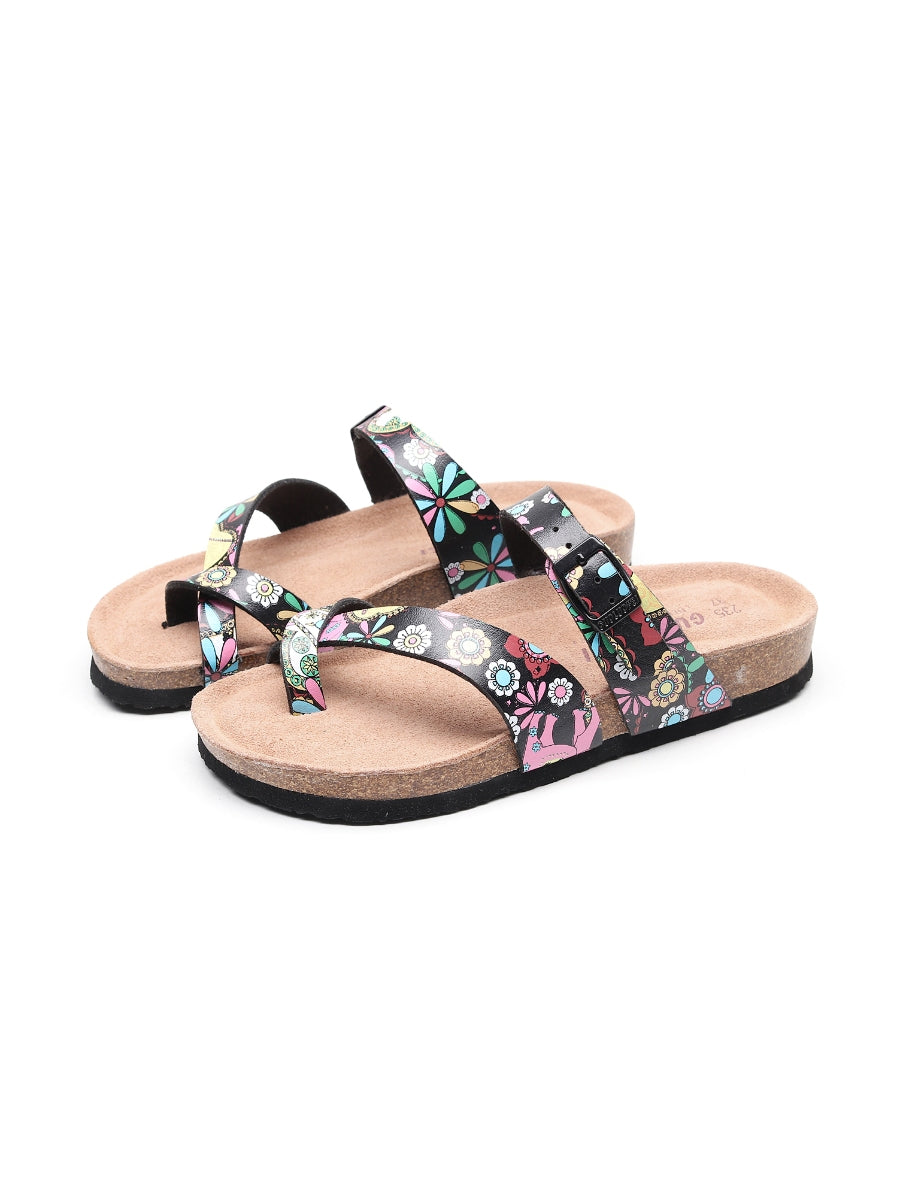 Maibulun | Black Garden Buckle-Accent Suede Upper Sandal