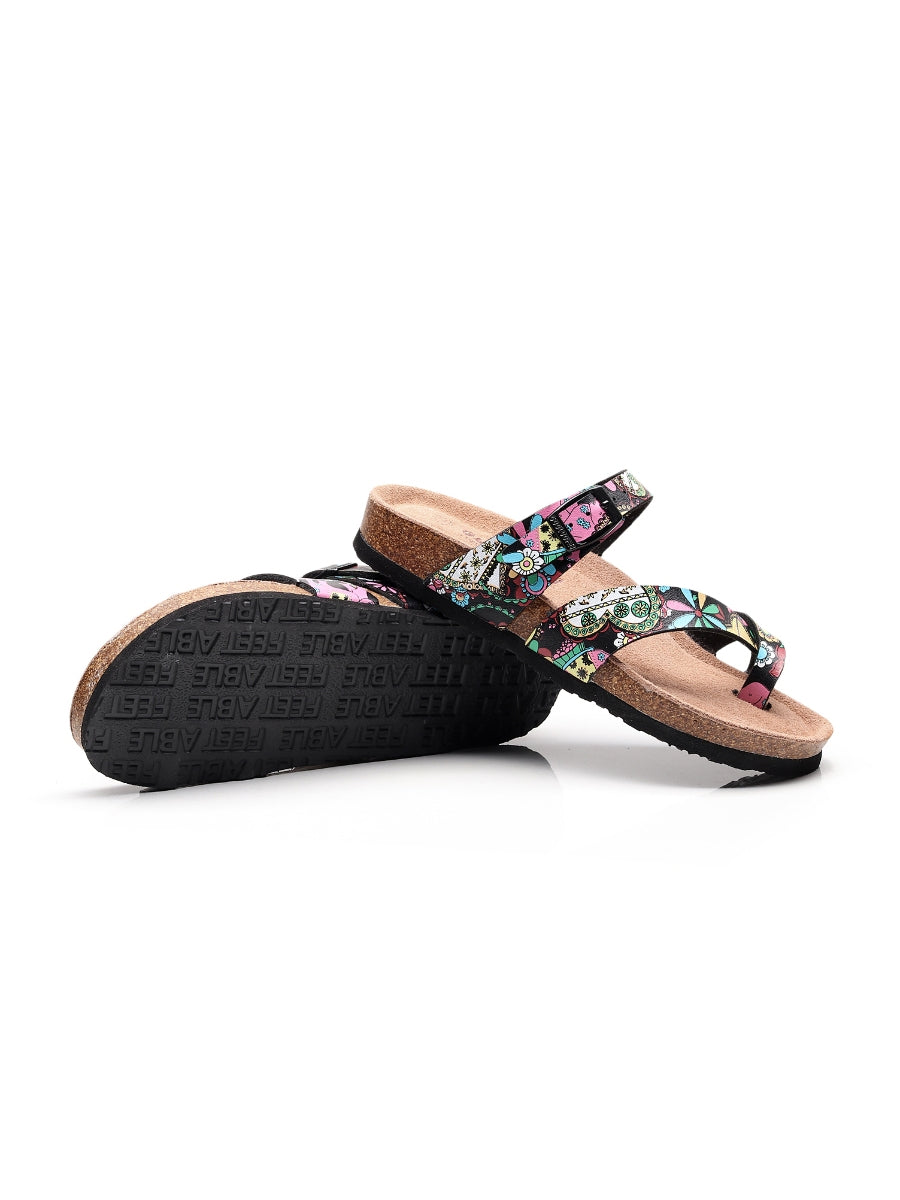 Maibulun | Black Garden Buckle-Accent Suede Upper Sandal