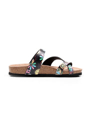 Maibulun | Black Garden Buckle-Accent Suede Upper Sandal