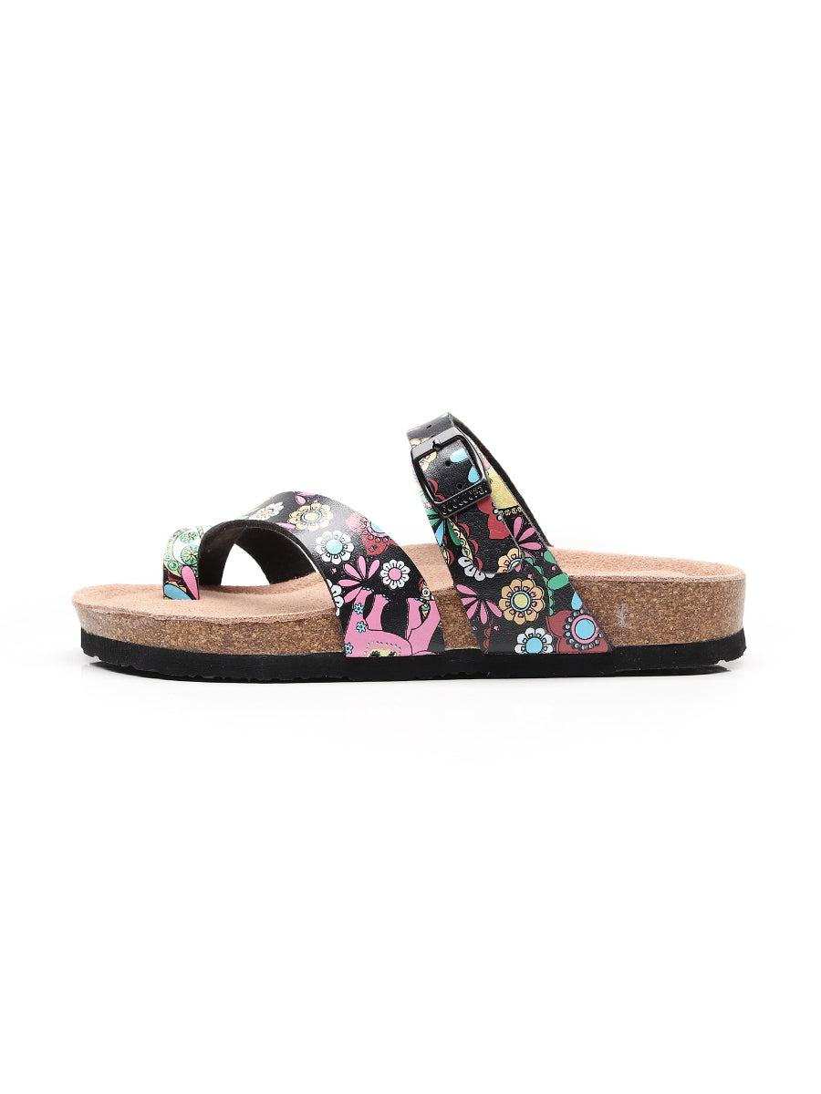 Maibulun | Black Garden Buckle-Accent Suede Upper Sandal